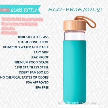 Botol kaca dengan Silicone Lengan Mengendalikan Botol Air